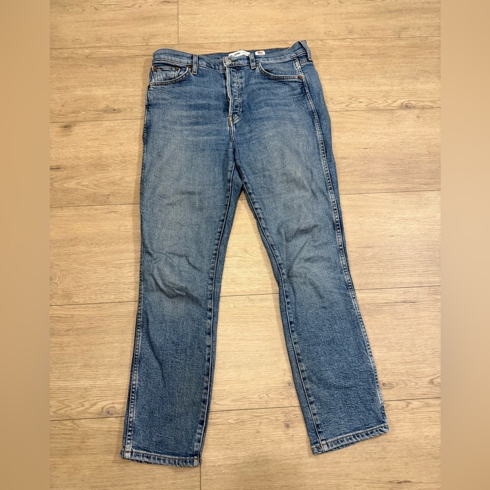 Re/Done Women's Medium Blue Straight-Leg Jeans